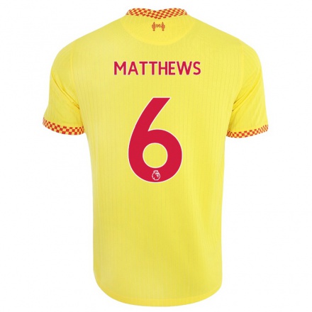 Damen Fußball Jasmine Matthews #6 Gelb Ausweichtrikot Trikot 2021/22 T-Shirt