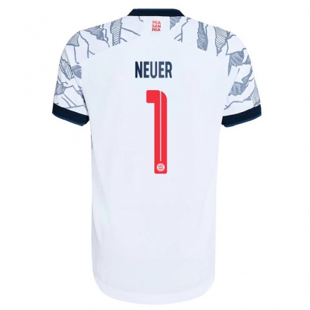 Damen Fußball Manuel Neuer #1 Grau Weiß Ausweichtrikot Trikot 2021/22 T-Shirt