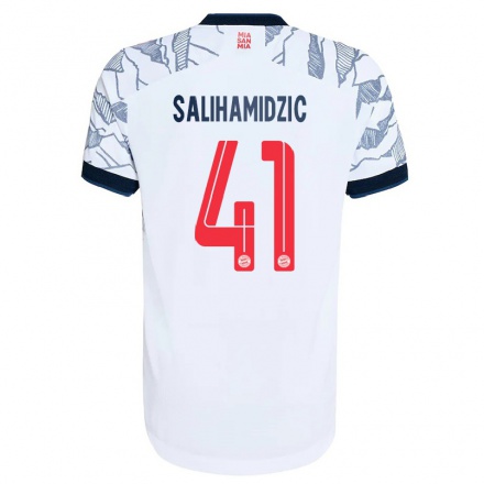 Damen Fußball Nick Salihamidzic #41 Grau Weiß Ausweichtrikot Trikot 2021/22 T-Shirt