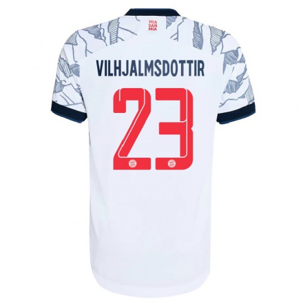 Damen Fußball Karolina Lea Vilhjalmsdottir #23 Grau Weiß Ausweichtrikot Trikot 2021/22 T-Shirt