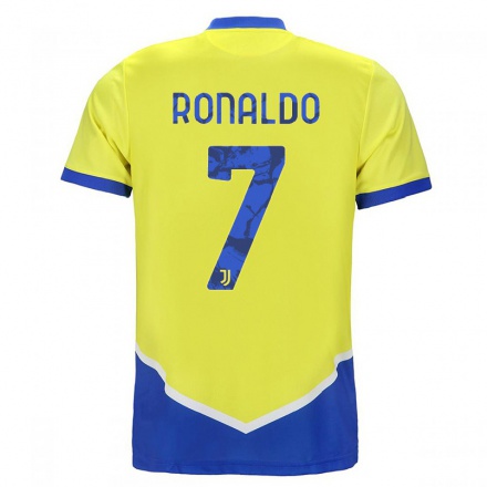 Damen Fußball Cristiano Ronaldo #7 Blau Gelb Ausweichtrikot Trikot 2021/22 T-Shirt
