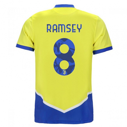 Damen Fußball Aaron Ramsey #8 Blau Gelb Ausweichtrikot Trikot 2021/22 T-Shirt