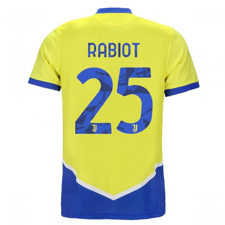 Damen Fußball Adrien Rabiot #25 Blau Gelb Ausweichtrikot Trikot 2021/22 T-Shirt