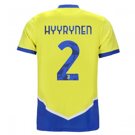 Damen Fußball Tuija Hyyrynen #2 Blau Gelb Ausweichtrikot Trikot 2021/22 T-Shirt