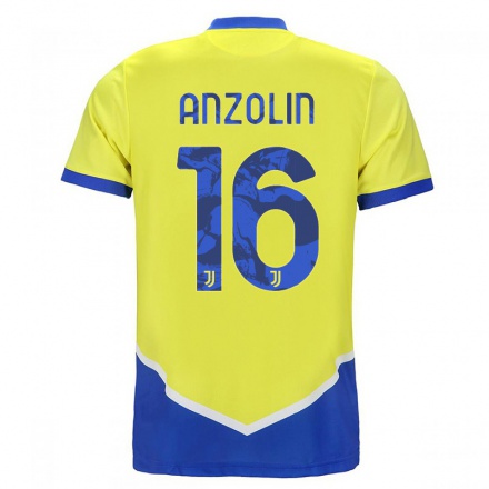Damen Fußball Matteo Anzolin #16 Blau Gelb Ausweichtrikot Trikot 2021/22 T-Shirt