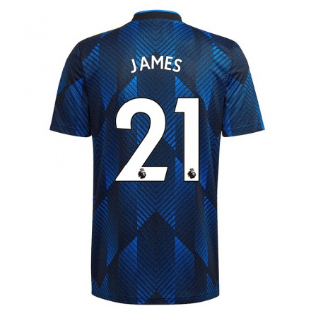 Damen Fußball Daniel James #21 Dunkelblau Ausweichtrikot Trikot 2021/22 T-Shirt