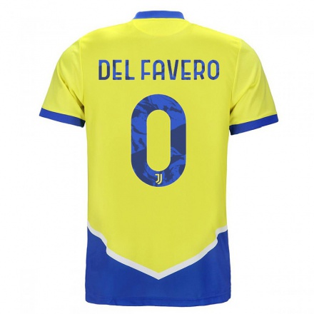 Damen Fußball Mattia Del Favero #0 Blau Gelb Ausweichtrikot Trikot 2021/22 T-Shirt
