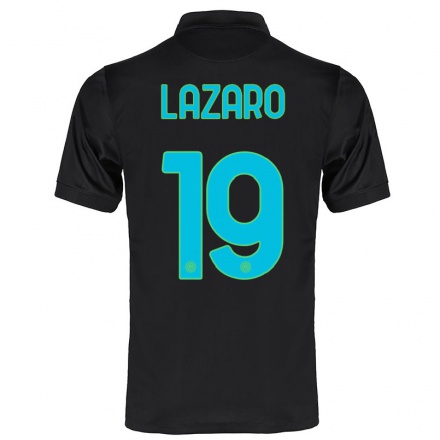 Damen Fußball Valentino Lazaro #19 Schwarz Ausweichtrikot Trikot 2021/22 T-Shirt