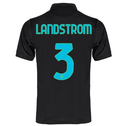 Damen Fußball Elin Landstrom #3 Schwarz Ausweichtrikot Trikot 2021/22 T-Shirt