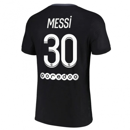 Damen Fußball Lionel Messi #30 Schwarz Ausweichtrikot Trikot 2021/22 T-shirt