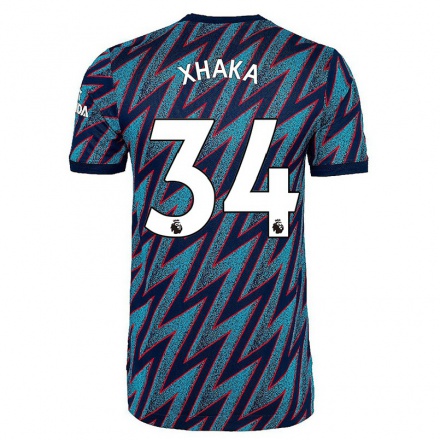 Damen Fußball Granit Xhaka #34 Blau Schwarz Ausweichtrikot Trikot 2021/22 T-Shirt
