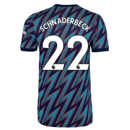 Damen Fußball Viktoria Schnaderbeck #22 Blau Schwarz Ausweichtrikot Trikot 2021/22 T-Shirt