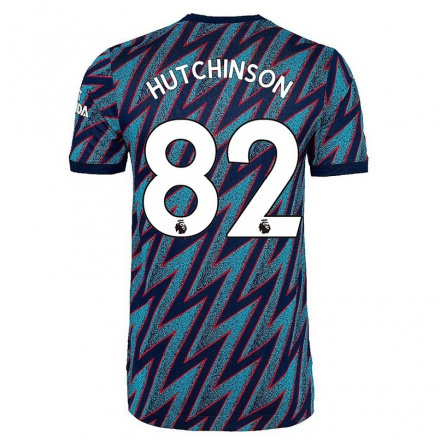 Damen Fußball Omari Hutchinson #82 Blau Schwarz Ausweichtrikot Trikot 2021/22 T-Shirt