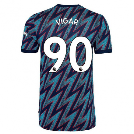 Damen Fußball Billy Vigar #90 Blau Schwarz Ausweichtrikot Trikot 2021/22 T-Shirt