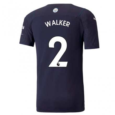 Damen Fußball Kyle Walker #2 Dunkelblau Ausweichtrikot Trikot 2021/22 T-Shirt