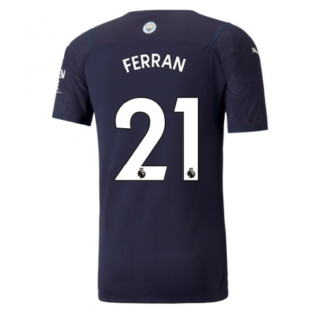 Damen Fußball Ferran Torres #21 Dunkelblau Ausweichtrikot Trikot 2021/22 T-Shirt