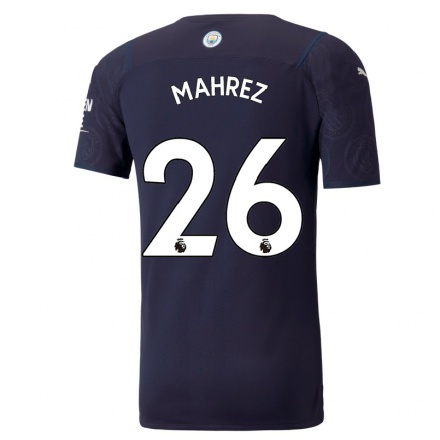 Damen Fußball Riyad Mahrez #26 Dunkelblau Ausweichtrikot Trikot 2021/22 T-Shirt