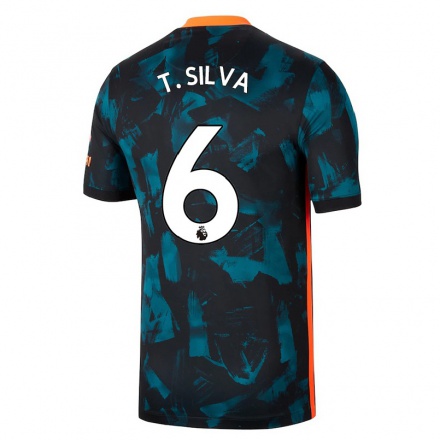Damen Fußball Thiago Silva #6 Dunkelblau Ausweichtrikot Trikot 2021/22 T-Shirt