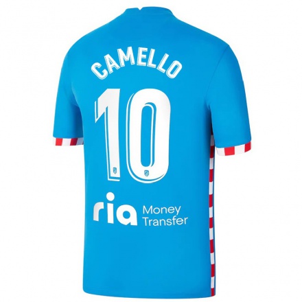 Damen Fußball Sergio Camello #10 Blau Ausweichtrikot Trikot 2021/22 T-Shirt