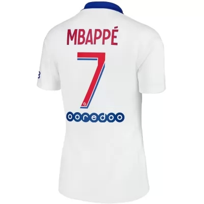 Damen Fußball Kylian Mbappe #7 Auswärtstrikot Weiß Trikot 2020/21 Hemd