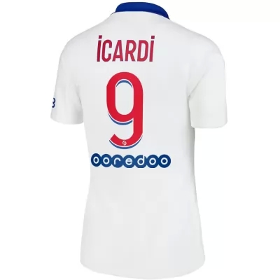 Damen Fußball Mauro Icardi #9 Auswärtstrikot Weiß Trikot 2020/21 Hemd