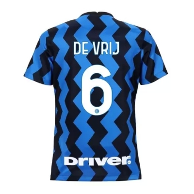 Damen Fußball Stefan de Vrij #6 Heimtrikot Blau Schwarz Trikot 2020/21 Hemd