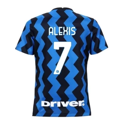 Damen Fußball Alexis Sanchez #7 Heimtrikot Blau Schwarz Trikot 2020/21 Hemd
