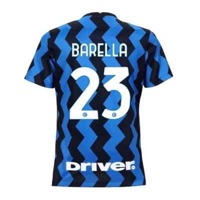 Damen Fußball Nicolo Barella #23 Heimtrikot Blau Schwarz Trikot 2020/21 Hemd