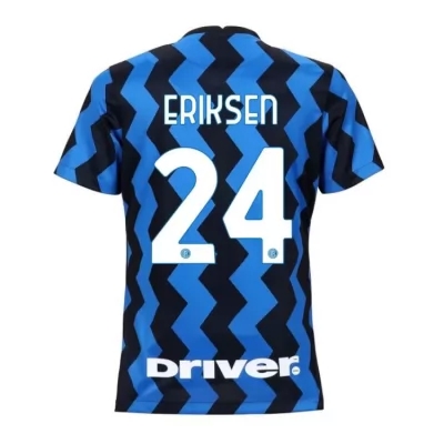 Damen Fußball Christian Eriksen #24 Heimtrikot Blau Schwarz Trikot 2020/21 Hemd