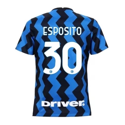 Damen Fußball Sebastiano Esposito #30 Heimtrikot Blau Schwarz Trikot 2020/21 Hemd