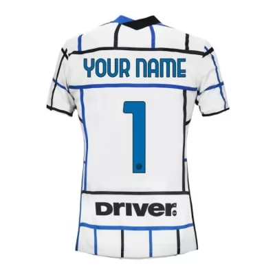 Damen Fußball Dein Name #1 Auswärtstrikot Weiß Blau Trikot 2020/21 Hemd