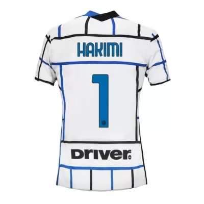 Damen Fußball Achraf Hakimi #1 Auswärtstrikot Weiß Blau Trikot 2020/21 Hemd
