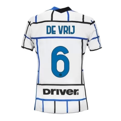 Damen Fußball Stefan De Vrij #6 Auswärtstrikot Weiß Blau Trikot 2020/21 Hemd