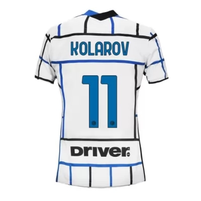 Damen Fußball Aleksandar Kolarov #11 Auswärtstrikot Weiß Blau Trikot 2020/21 Hemd