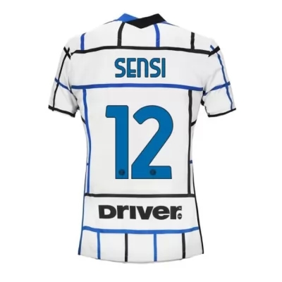 Damen Fußball Stefano Sensi #12 Auswärtstrikot Weiß Blau Trikot 2020/21 Hemd