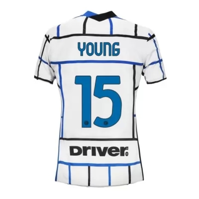 Damen Fußball Ashley Young #15 Auswärtstrikot Weiß Blau Trikot 2020/21 Hemd