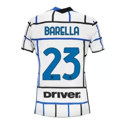Damen Fußball Nicolo Barella #23 Auswärtstrikot Weiß Blau Trikot 2020/21 Hemd