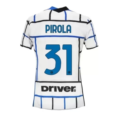 Damen Fußball Lorenzo Pirola #31 Auswärtstrikot Weiß Blau Trikot 2020/21 Hemd