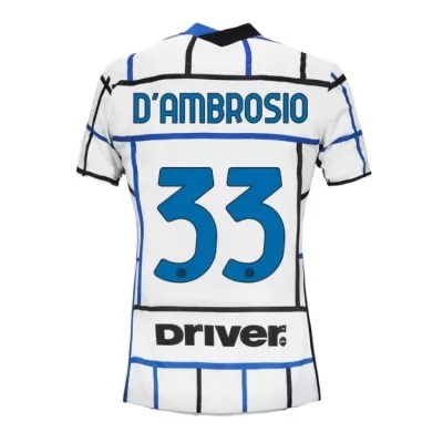Damen Fußball Danilo D'Ambrosio #33 Auswärtstrikot Weiß Blau Trikot 2020/21 Hemd