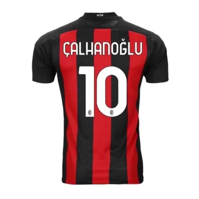 Damen Fußball Hakan Calhanoglu #10 Heimtrikot Rot Schwarz Trikot 2020/21 Hemd