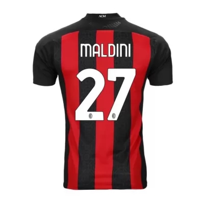 Damen Fußball Daniel Maldini #27 Heimtrikot Rot Schwarz Trikot 2020/21 Hemd