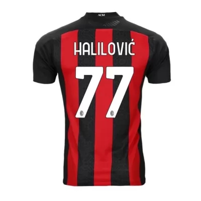 Damen Fußball Alen Halilovic #77 Heimtrikot Rot Schwarz Trikot 2020/21 Hemd