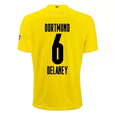 Damen Fußball Thomas Delaney #6 Heimtrikot Gelb Schwarz Trikot 2020/21 Hemd