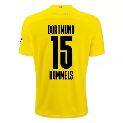 Damen Fußball Mats Hummels #15 Heimtrikot Gelb Schwarz Trikot 2020/21 Hemd