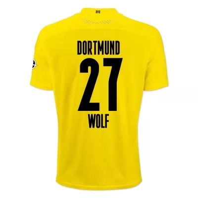 Damen Fußball Marius Wolf #27 Heimtrikot Gelb Schwarz Trikot 2020/21 Hemd