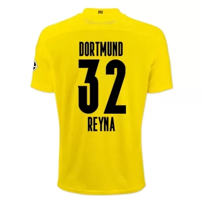Damen Fußball Giovanni Reyna #32 Heimtrikot Gelb Schwarz Trikot 2020/21 Hemd