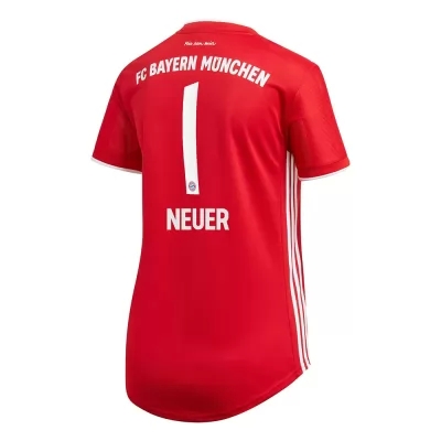 Damen Fußball Manuel Neuer #1 Heimtrikot Rot Trikot 2020/21 Hemd