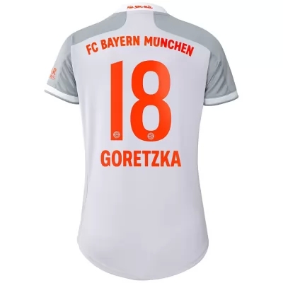Damen Fußball Leon Goretzka #18 Auswärtstrikot Grau Trikot 2020/21 Hemd