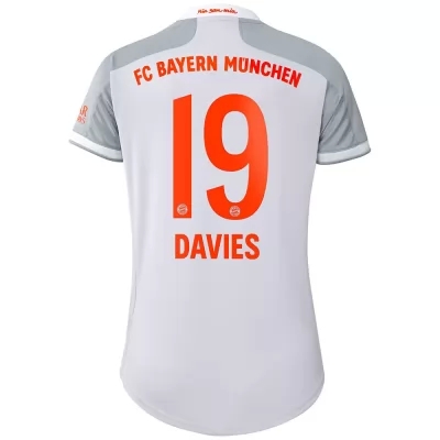 Damen Fußball Alphonso Davies #19 Auswärtstrikot Grau Trikot 2020/21 Hemd