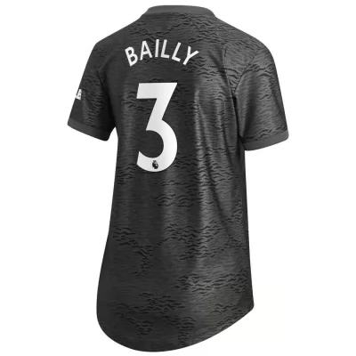 Damen Fußball Eric Bertrand Bailly #3 Auswärtstrikot Schwarz Trikot 2020/21 Hemd
